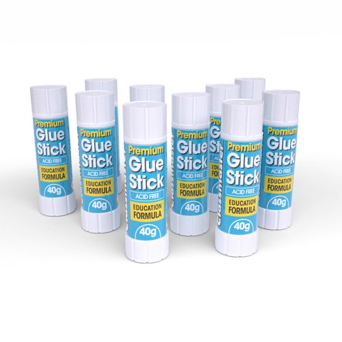 Classmaster's premium glue sticks have been developed specifically for use in schools. The long-lasting PVP educational formula gives these glue sticks a shelf-life 3x longer than those made from standard PVA. The washable formula is non-toxic, acid and solvent-free, making it safe for use in classrooms, offices, and other environments, such as nurseries, playgroups and art and craft workshops  Pack contains 12 x 40g glue sticks.