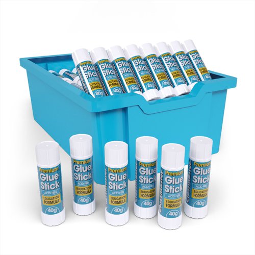 Classmaster's premium glue sticks have been developed specifically for use in schools. The long-lasting PVP educational formula gives these glue sticks a shelf-life 3x longer than those made from standard PVA. The washable formula is non-toxic, acid and solvent-free, making it safe for use in classrooms, offices, and other environments, such as nurseries, playgroups and art and craft workshopsPack contains 200 x 40g glue sticks.
