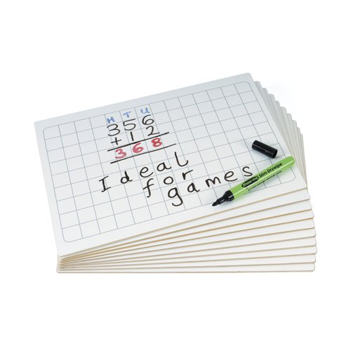 Reliable-quality A4 Show-me MDF gridded boards ideal for use when there are no surfaces to lean on. Each board is double sided with grids on one side and a plain reverse, and has been manufactured from strong and rigid MDF.Pack contains 10 MDF boards.