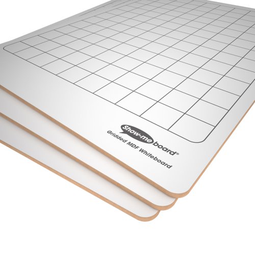 Reliable-quality A4 Show-me MDF gridded boards ideal for use when there are no surfaces to lean on. Each board is double sided with grids on one side and a plain reverse, and has been manufactured from strong and rigid MDF.Pack contains 30 MDF boards.