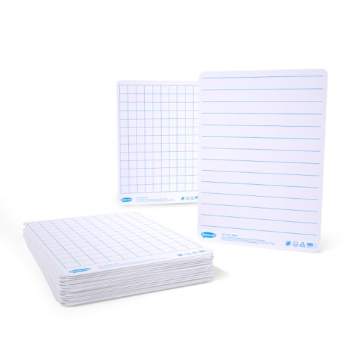 Show-me Pack of 10 x A4 Lined/Gridded Double-Sided Drywipe Boards