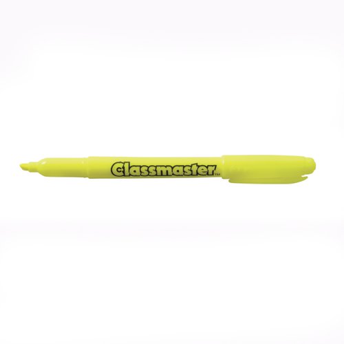 These slim barrelled highlighter pens from Classmaster are ideal for home, office and classroom use. Each highlighter is wedge-tipped for creating thin and thick lines, and benefits from a handy pocket clip on the lid for taking on the go.Pack contains 10 highlighter pens in yellow.