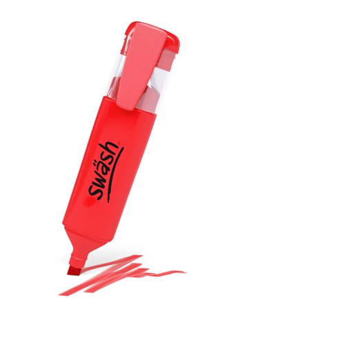 This pack of 48 red Swäsh Premium Highlighters is ideal for the classroom or office, and is great for marking students’ work. Every pen has a wedge tip, perfect for creating both thick and thin lines, and contains water-based ink, so won’t bleed through important documents. The handy pocket clip is ideal for taking between classrooms, offices and meeting rooms.