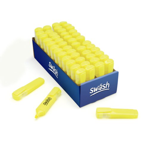 Swäsh Premium Highlighters, Yellow, Pack of 48