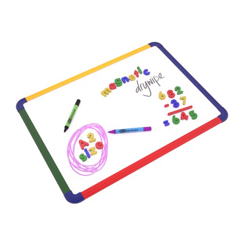 High-quality A2 Show-me gridded magnetic drywipe board. Features a gridline pattern on one side with a plain reverse. Both sides are magnetic and drywipe, with a steel writing surface that won't leave ghosting. The multi-coloured frame gives extra strength and longevity, ideal for group work and taking learning out of the classroom. Pack contains 1 x A2 gridded/plain magnetic drywipe board.