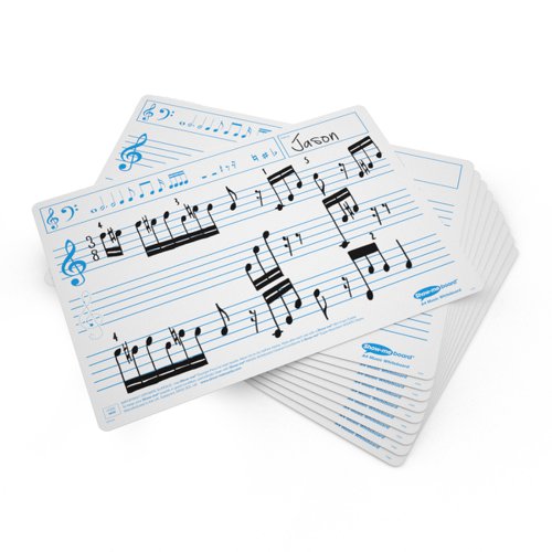 Show-me A4 Music Ruled Mini Whiteboards, Pack of 10 Boards