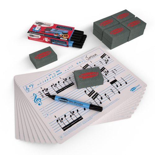 Show-me A4 Music Ruled Mini Whiteboards, Small Pack, 10 Sets