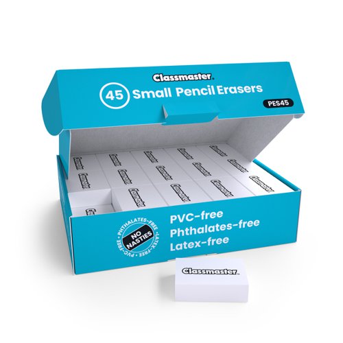 Classmaster Pencil Erasers size 32 x 23 x 9mm. (Pack 45) - PES45