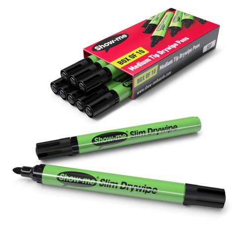 Show-me Drywipe Marker Medium Tip Black (Pack of 10) SDP EG60137 Buy online at Office 5Star or contact us Tel 01594 810081 for assistance