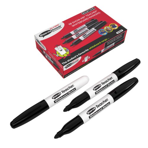 Show-me Teacher Markers, Black, Pack of 10