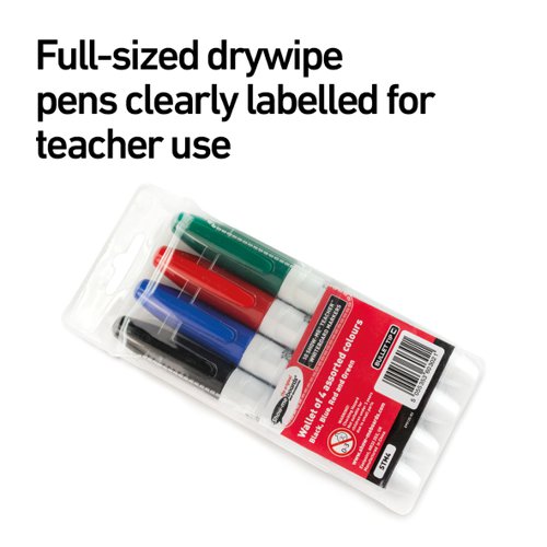 Show-me Teacher Drywipe Marker Assorted (Pack of 4) STM4