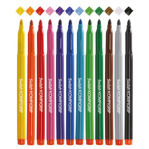 Swash KOMFIGRIP Colouring Pen Broad Tip Assorted (Pack of 300) TC300BD Fineliner & Felt Tip Pens EG60478