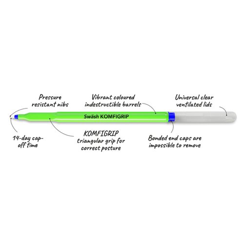 Swash Komfigrip Handwriting Blue Pen (Pack of 300) THW300BU Eastpoint