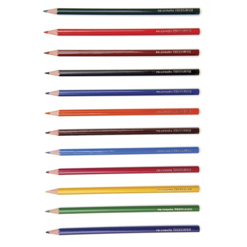 re:create Treesaver Colouring Pencils, 12 Assorted Colours, Pack of 12