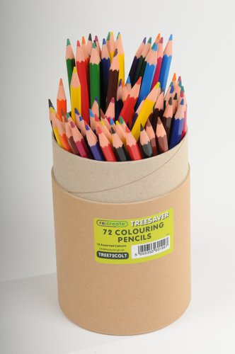 re:create Treesaver Colouring Pencils, 12 Assorted Colours, Tube of 72
