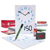 Show-me A4 Clock Face Mini Whiteboards, Class Pack, 35 Sets
