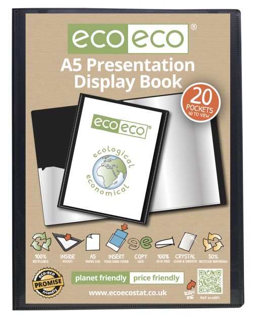 A5 50% Recycled 20 Pocket Presentation Display Book