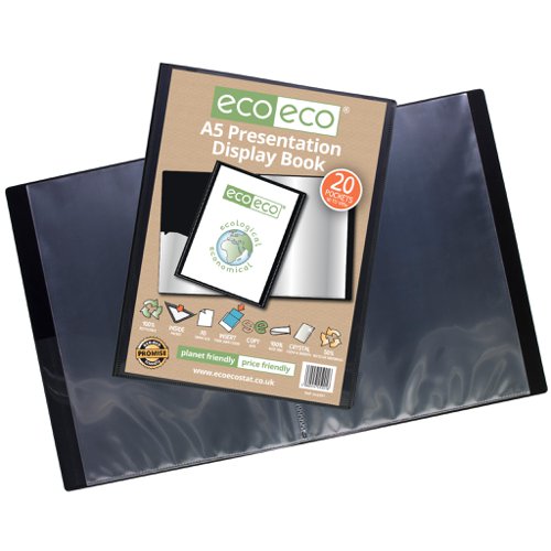 A5 50% Recycled 20 Pocket Presentation Display Book (Pack of 12)