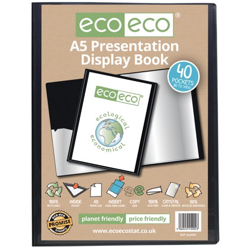 Eco A5 50% Recycled 40 Pocket Presentation Display Book