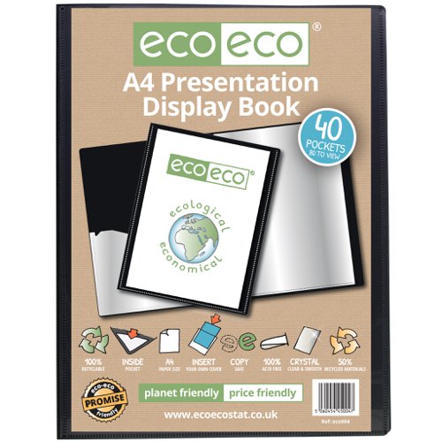 A4 50% Recycled 40 Pocket Presentation Display Book (1)