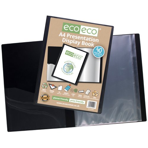 A4 50% Recycled 40 Pocket Presentation Display Book (1) Display Books ECO004-S