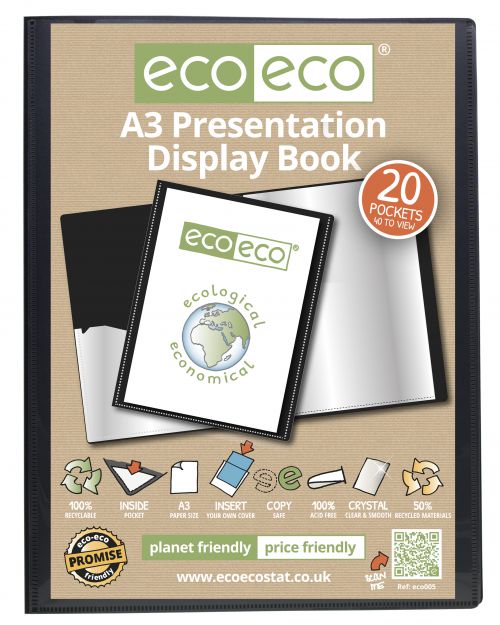 A3 50% Recycled 20 Pocket Presentation Display Book