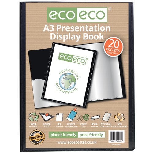 A3 50% Recycled 20 Pocket Presentation Display Book