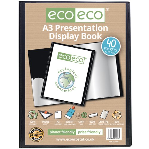 Eco A3 50% Recycled 40 Pocket Presentation Display Book