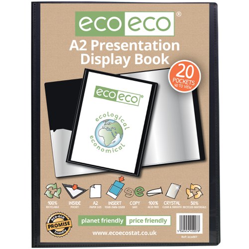 A2 50% Recycled 20 Pocket Presentation Display Book