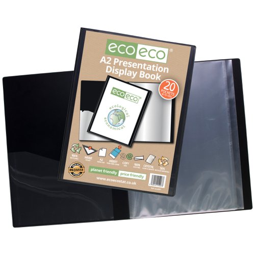 A2 50% Recycled 20 Pocket Presentation Display Book (Pack of 6)