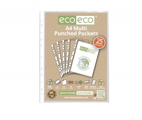 A4 100% Recycled Bag 25 Multi Punched Pockets
