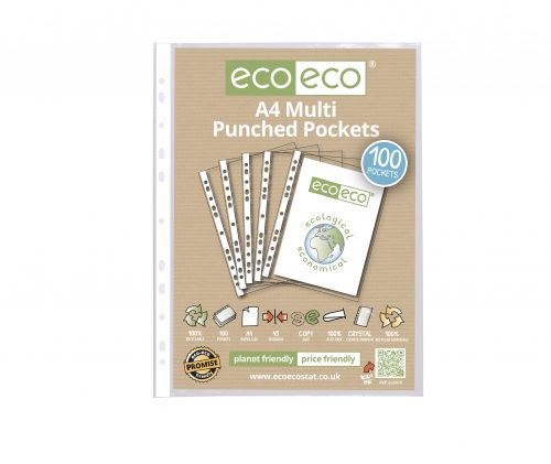 A4 100% Recycled Bag 100 Multi Punched Pockets