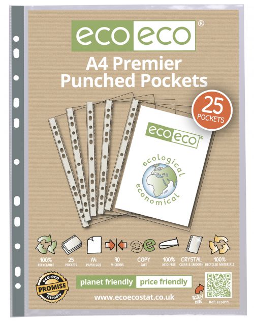 A4 100% Recycled Bag 25 Premier Multi Punched Pockets