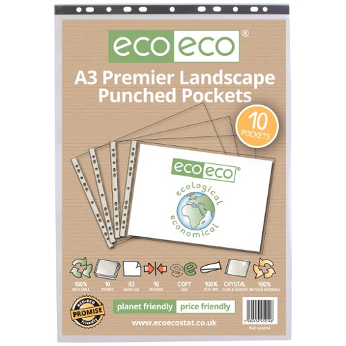 Eco A3 100% Recycled Bag 10 Premier Landscape Punched Pocket