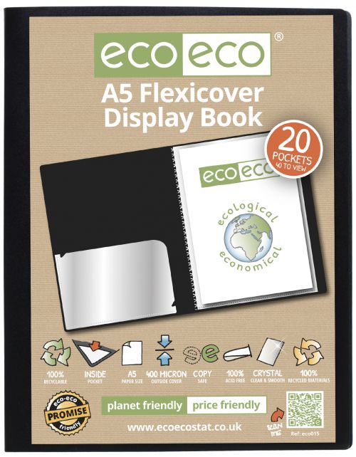 A5 100% Recycled 20 Pocket Flexicover Display Book