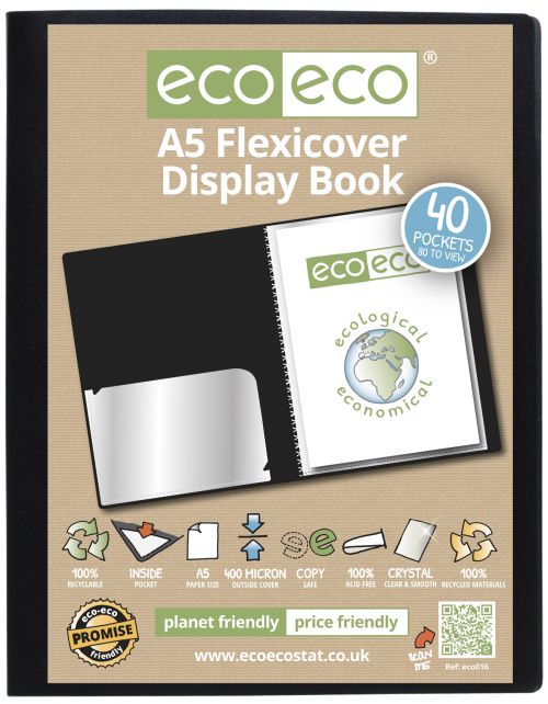 A5 100% Recycled 40 Pocket Flexicover Display Book