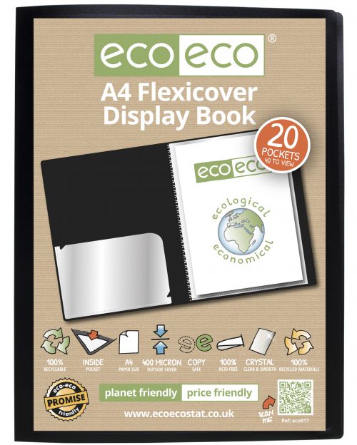 A4 100% Recycled 20 Pocket Flexicover Display Book