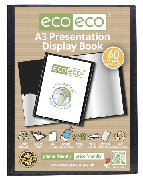 A3 50% Recycled 60 Pocket Presentation Display Book