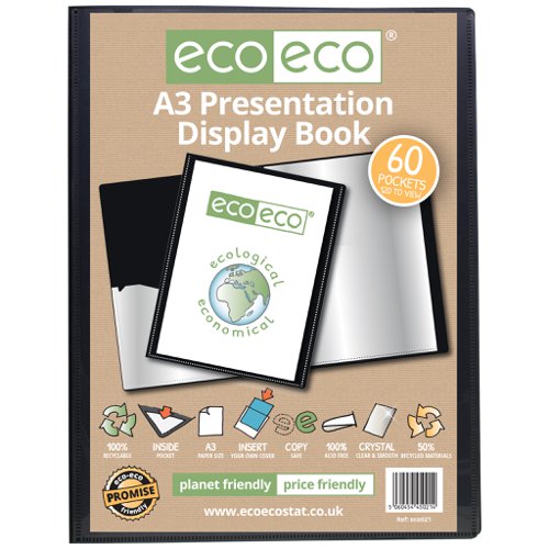 A3 50% Recycled 60 Pocket Presentation Display Book