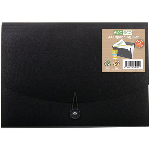 A4 50% Recycled 13 Pocket Expanding File (1) Expanding Files ECO022-S
