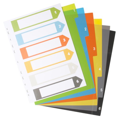 A4 50% Recycled Set 6 Index File Dividers (Pack of 12)
