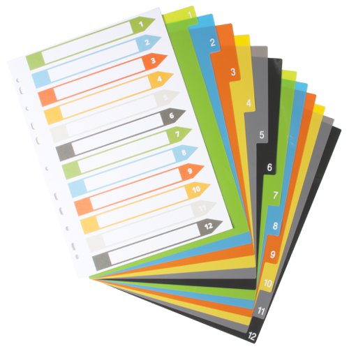 A4 50% Recycled Set 12 Index File Dividers (1) Printed File Dividers ECO028-S