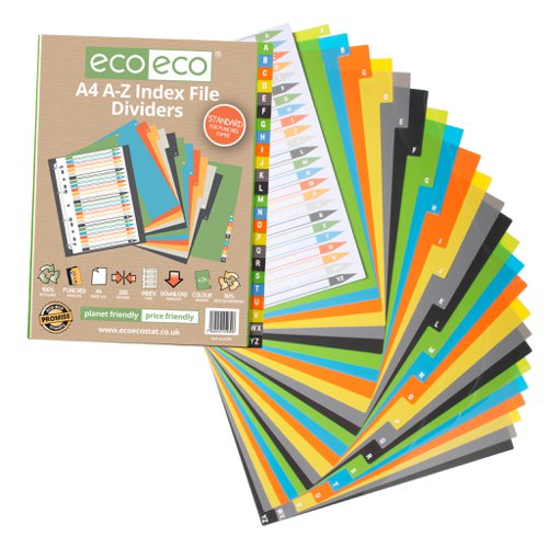 A4 50% Recycled Set 24 A-Z Index File Dividers (1) Printed File Dividers ECO030-S