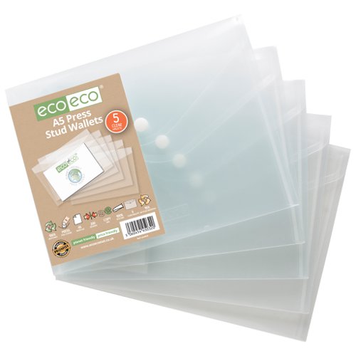 Pack 5 A5 95% Recycled Press Stud Wallets (1)