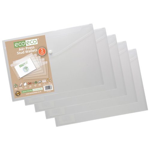 Pack 5 A4+ 95% Recycled Press Stud Wallets (1)