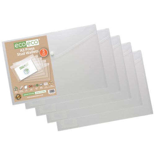 Pack 5 A3 95% Recycled Press Stud Wallets (1)