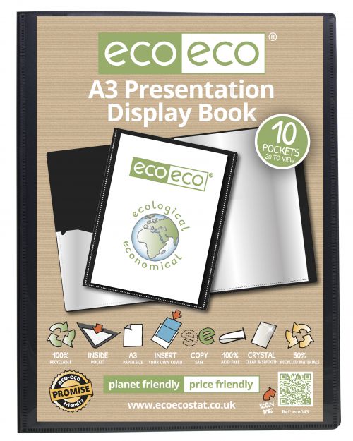 A3 50% Recycled 10 Pocket Presentation Display Book
