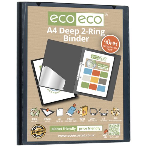 Eco A4 95% Recycled Presentation Deep Ring Binder 