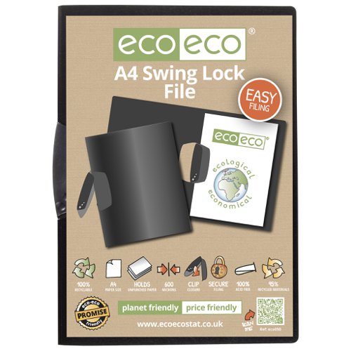 A4 95% Recycled Swing Lock File (1) Clip Files ECO050-S