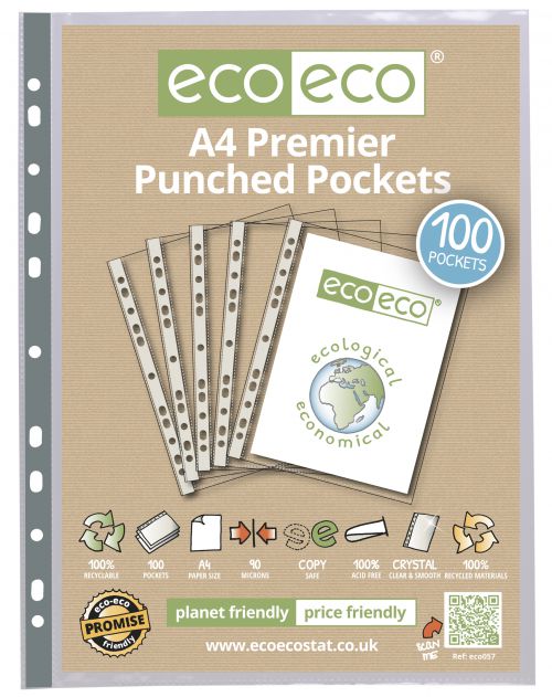A4 100% Recycled Bag 100 Premier Multi Punched Pockets